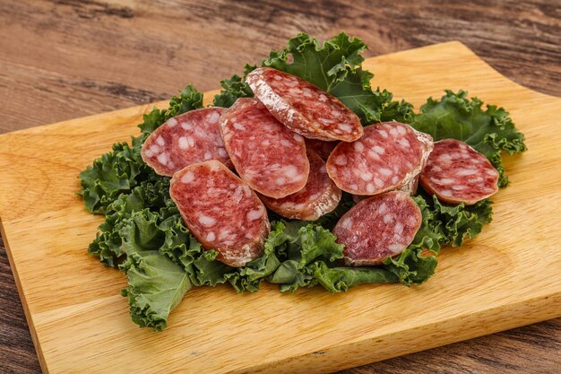 Iberian pork Fuet sausage slices