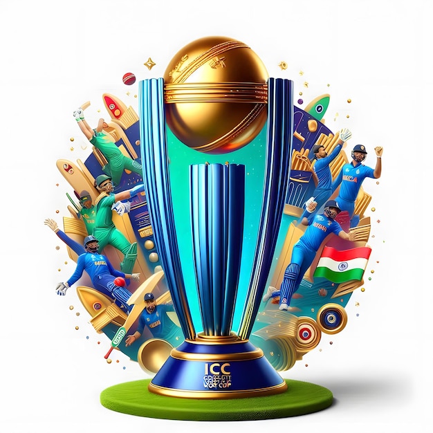 Photo icc cricket world cup celebration winning trophy rophy poster socials media templatet design free