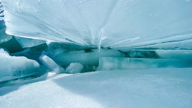 ice blocks on the frozen sea in the sun