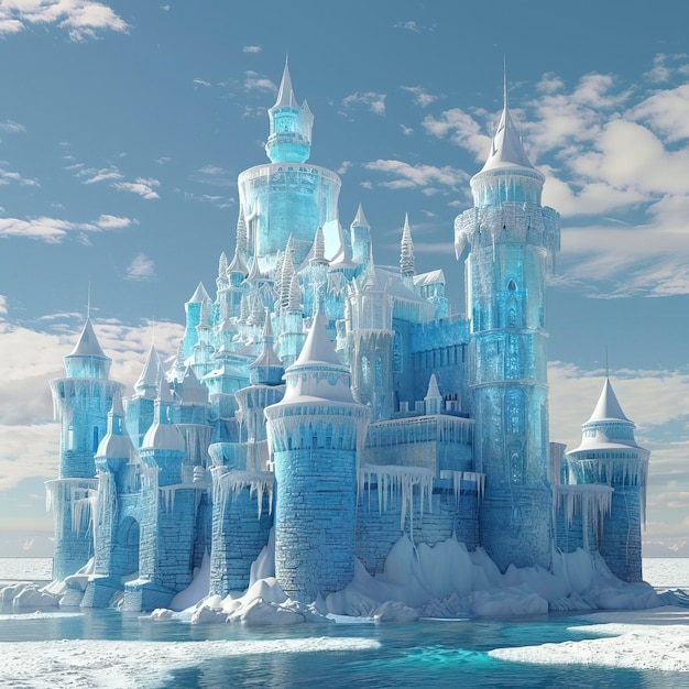 Photo ice castle 3d illustration ar 11 style raw job id fd58a72a859d4a10845ded90f15cda77