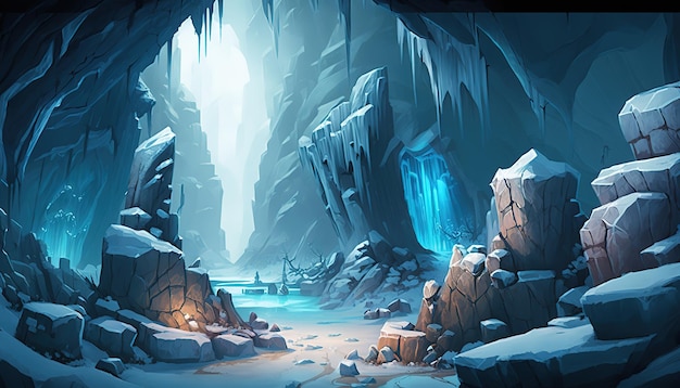 ice cave background environment for platform game