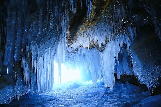 ice cave winter frozen nature background landscape