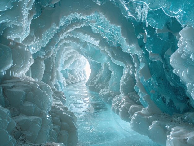 Photo ice cave in winter wonderland