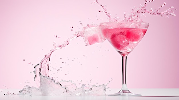 Ice cocktail in Barbie pink on a white background