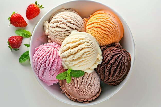 Photo ice cream bowl five flavors