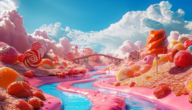 Photo ice cream and candy dreamscape