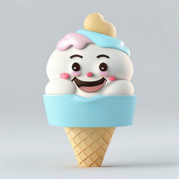 Ice cream character in cone Generative AI