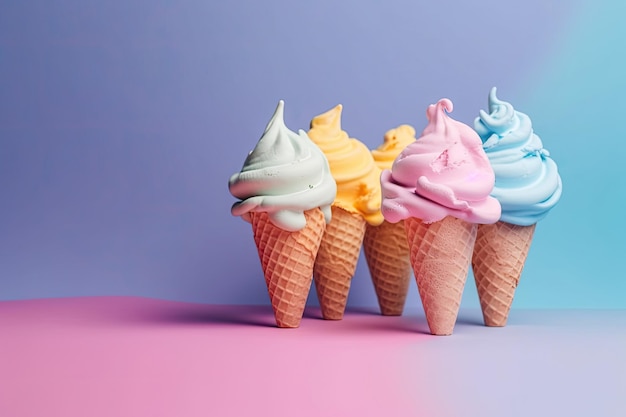 Ice cream on color background