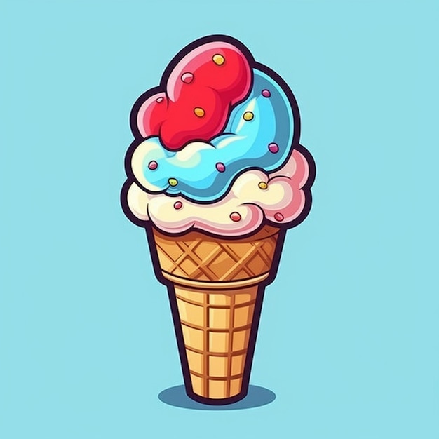 Ice cream cone cartoon icon illustration flat cartoon ice cream flat illustration ice cream bg