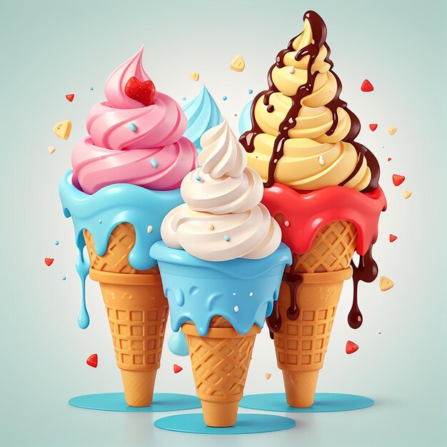 Ice Cream Cone Cartoon Vector Icon Illustration Sweet Food Icon Concept Isolated Premium Vector Flat Cartoon Style