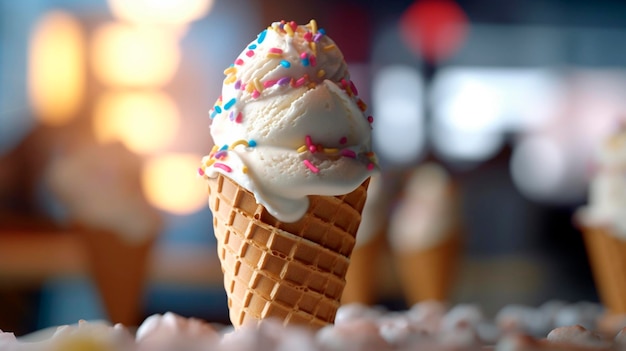 Ice cream cone is a beautiful summer Generative AI