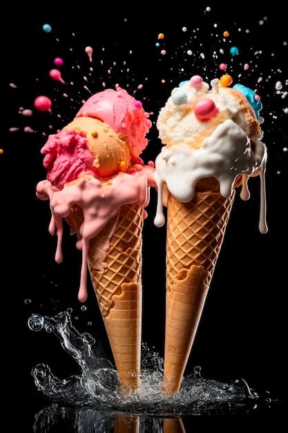 Ice cream cone is a beautiful summer Generative AI