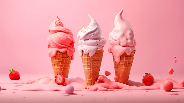 Ice cream cone is a beautiful summer Generative AI