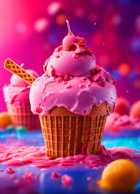 ice cream cone isolated vanilla background summer sweet sugar cool wafer food dessert