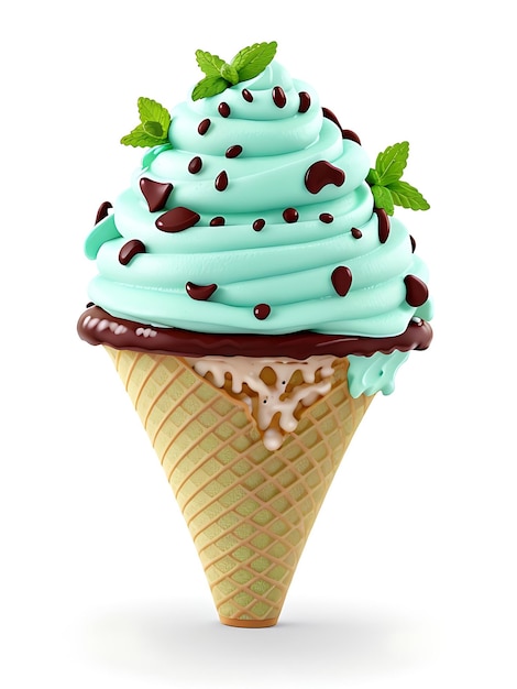 An ice cream cone with chocolate chips and chocolate chips AI GENERATED