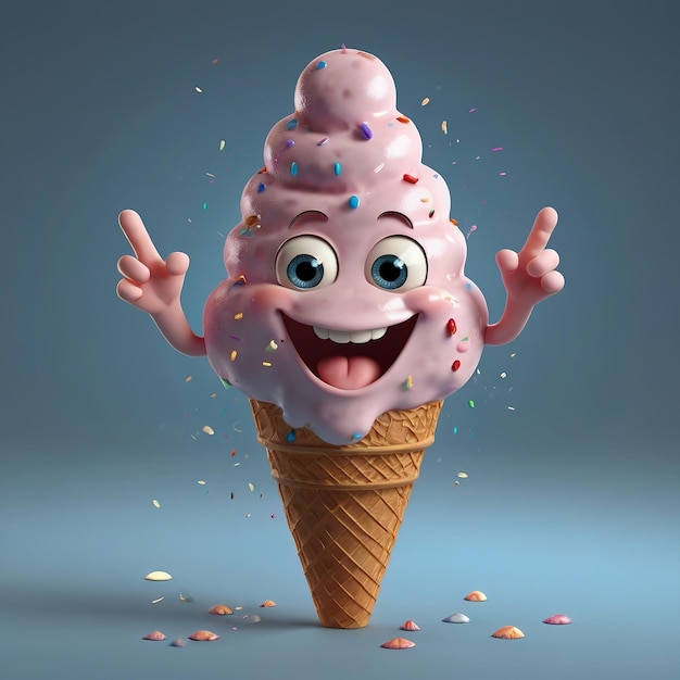 an ice cream cone with a funny face and a funny face AI Generated