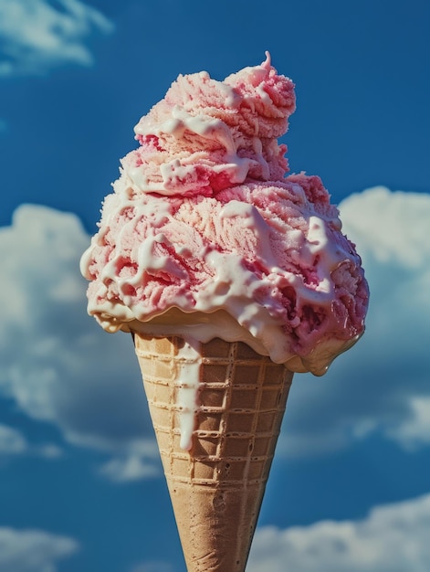 Ice Cream Cone with Pink Topping