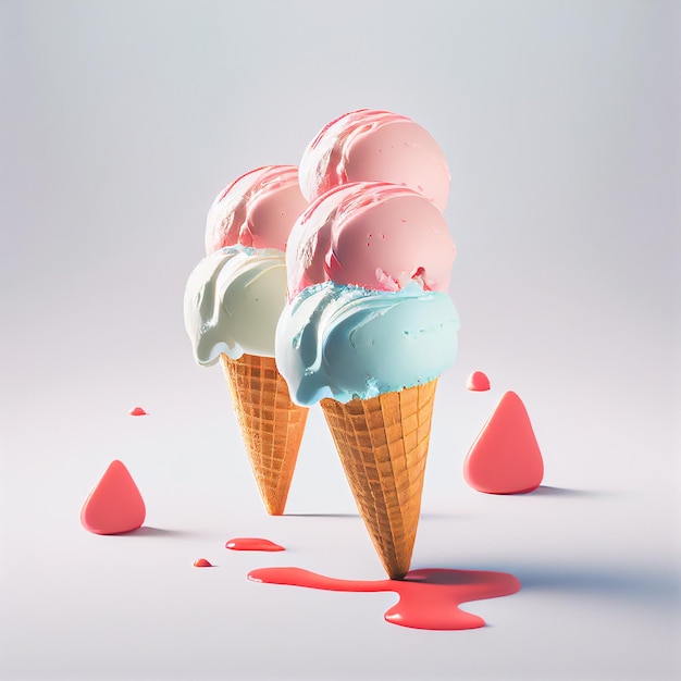 Ice cream in the cone with sprinkle on isolated background Created with Generative AI technology