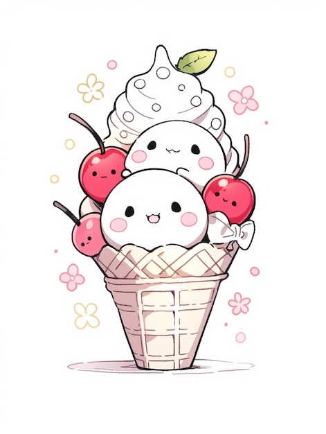 Photo ice cream cute cartoon logo