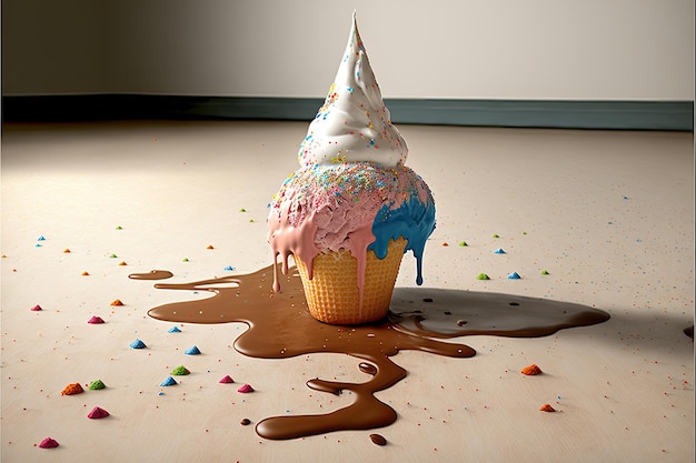 Ice cream drop on floor Made by AIArtificial intelligence