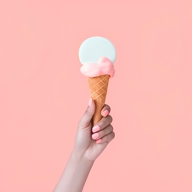 Ice cream in hand Illustration AI GenerativexD