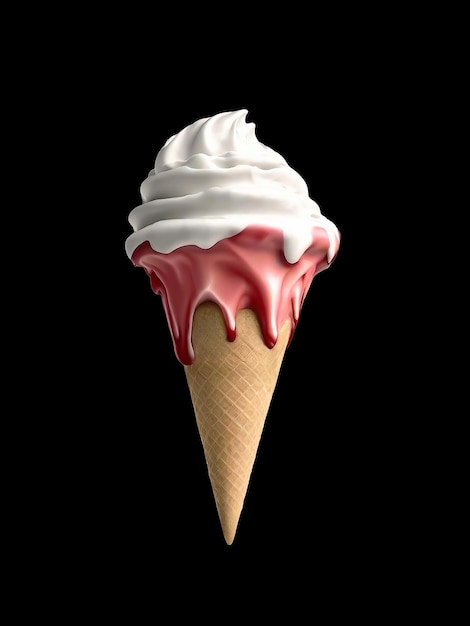 Ice cream Ice cream cone Freezer ice cream scoop Isolated on black background AI generated