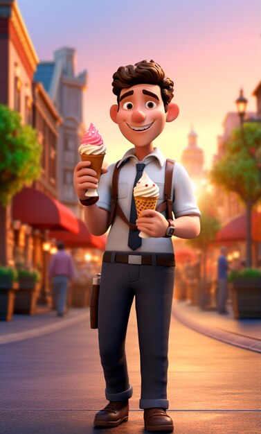 ice cream man cartoon 3d character