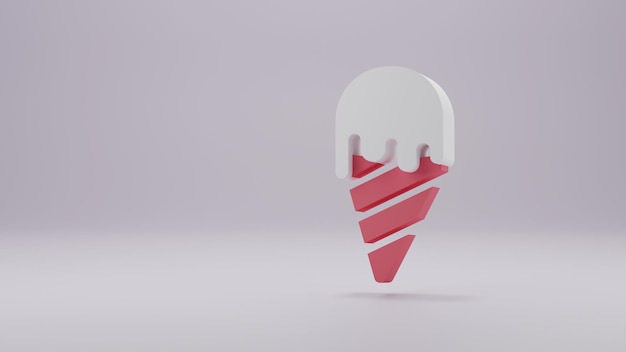 Ice cream minimal icon Symbol in 3D rendering isolated on white background