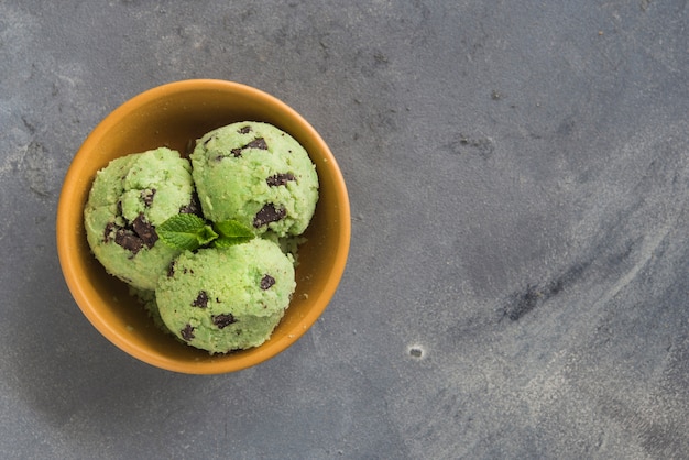 Ice cream of mint and chocolate