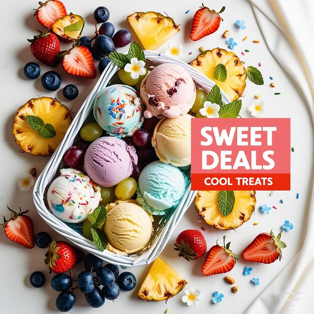 Photo ice cream promotion with fruits