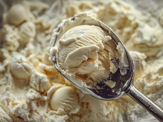 Photo ice cream scoop with scooped ice cream