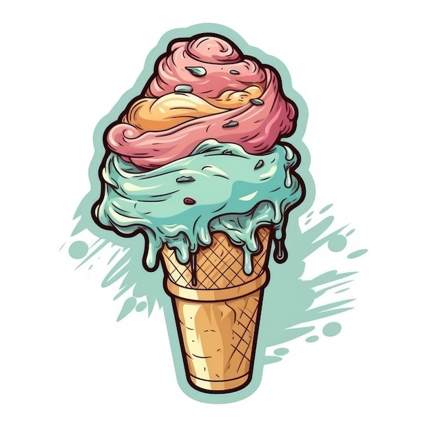 Ice cream sticker isolated ai generated