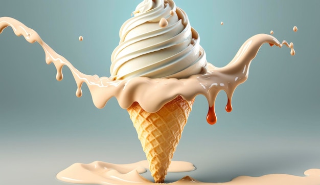 Ice Cream stock photo Ice Cream Melting Mistake Falling Ice Cream Cone Generate Ai