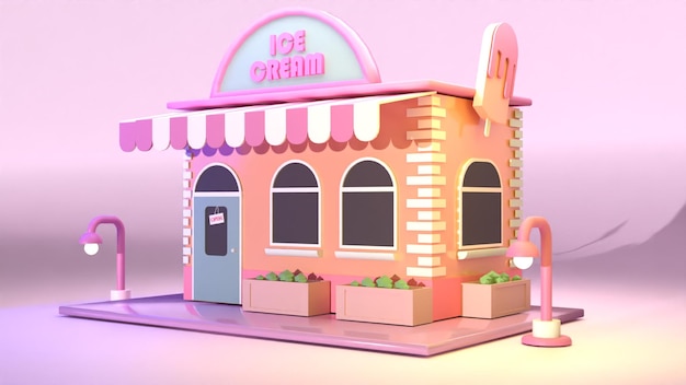 ice cream store booth 3d modellling cool beautifull