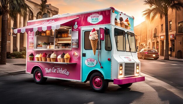 Photo ice cream truck on the street