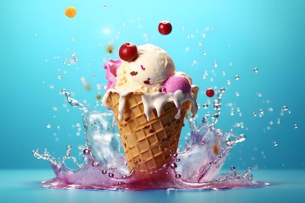 Ice cream in water splash