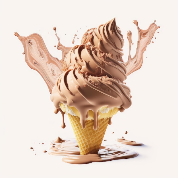 Ice cream on white background Made by AI Artificial intelligence