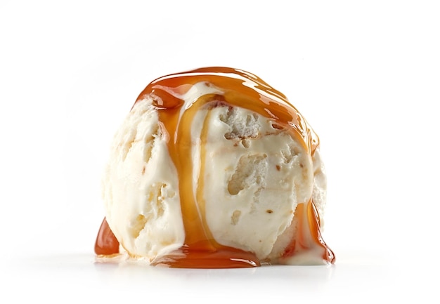 Ice cream with caramel sauce