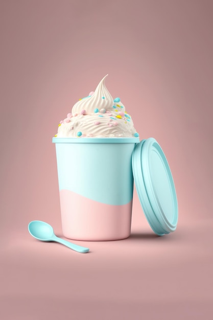 Ice cream with cup mockup design