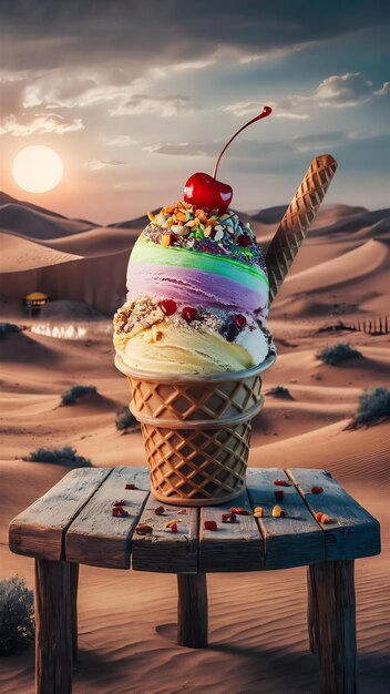 Photo ice cream with desert