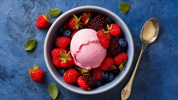 Ice cream with fresh berries