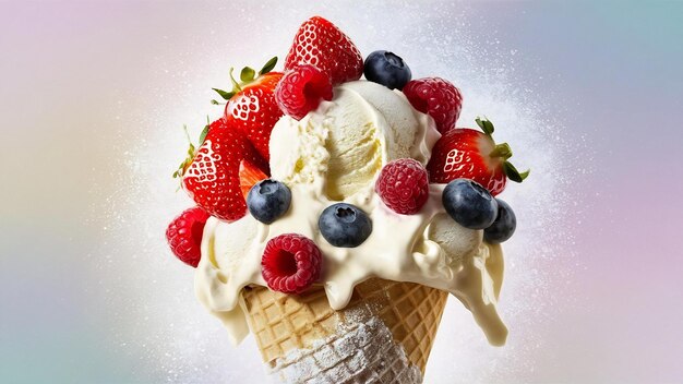 Ice cream with fresh berries