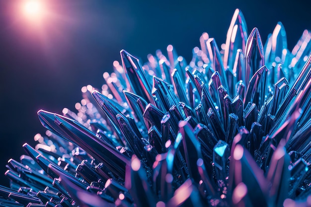 ice crystal formation with embedded neon lights