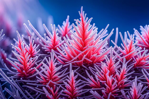 ice crystal formation with embedded neon lights