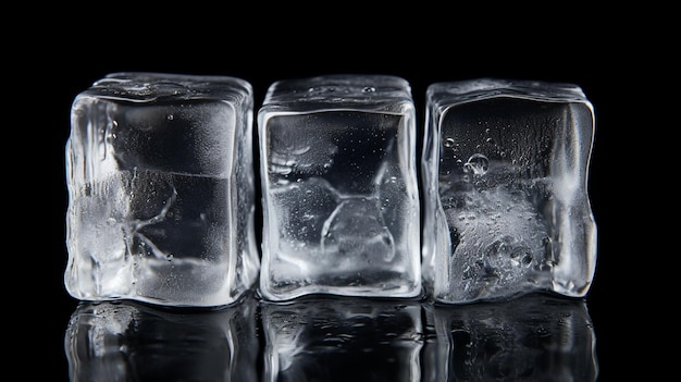 ice cube on black glass