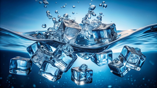 ice cubes are being poured into a bowl of water