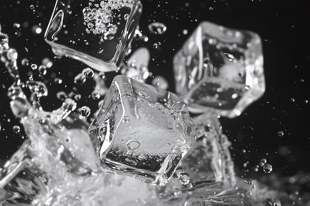 Photo ice cubes are in a pile of ice cubes