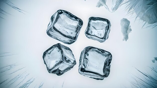 ice cubes are on a table with ice cubes