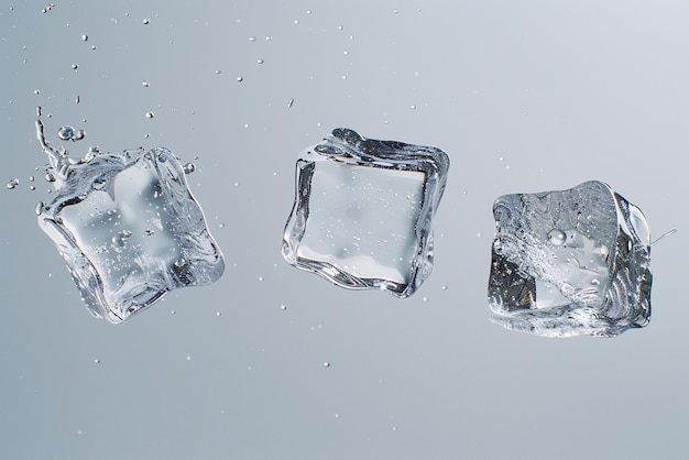 ice cubes in a clear container with the word ice on the bottom