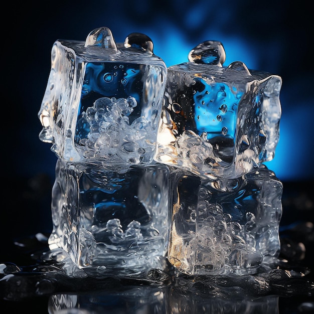 ice cubes on dark background